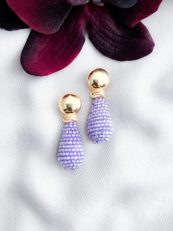 Lavendel paars zirkonia druppels oorbellen