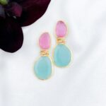 Aqua-en-fuchsia-cats-eye-oorbellen