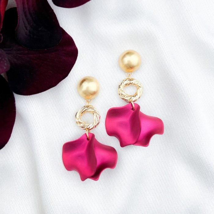 Magenta-resin-en-vermeil-925-statement-oorbellen