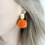 Vermeil-925-oranje-bruin-resin-oorbellen-pop