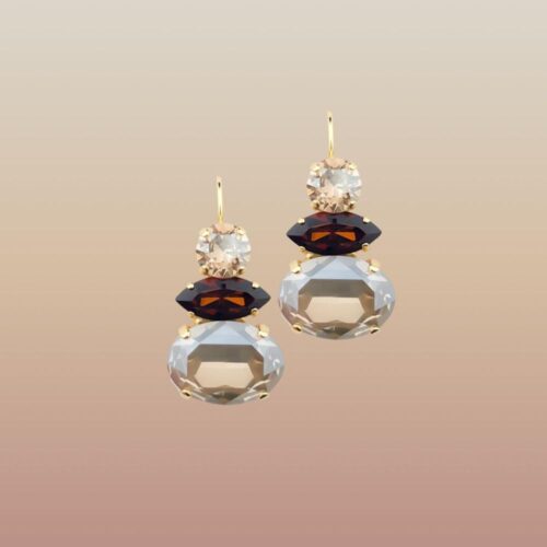 Golden-shadow-en-smoky-amber-Swarovski-oorbellen